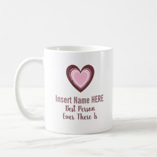 Personalized Cute Hearts in Pink and Maroon Coffee Mug
