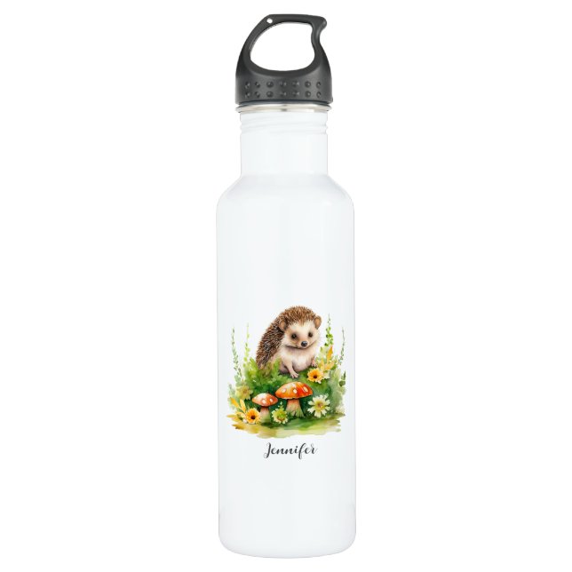 Personalized Cute Hedgehog 710 Ml Water Bottle (Front)