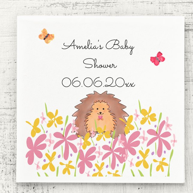 Personalized Cute Hedgehog Baby shower Napkin (Creator Uploaded)