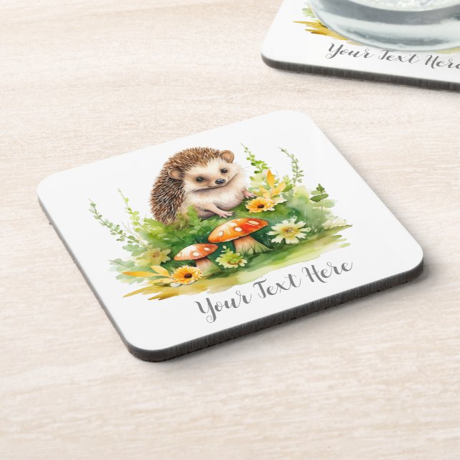 Personalized Cute Hedgehog Coaster (Left Side)