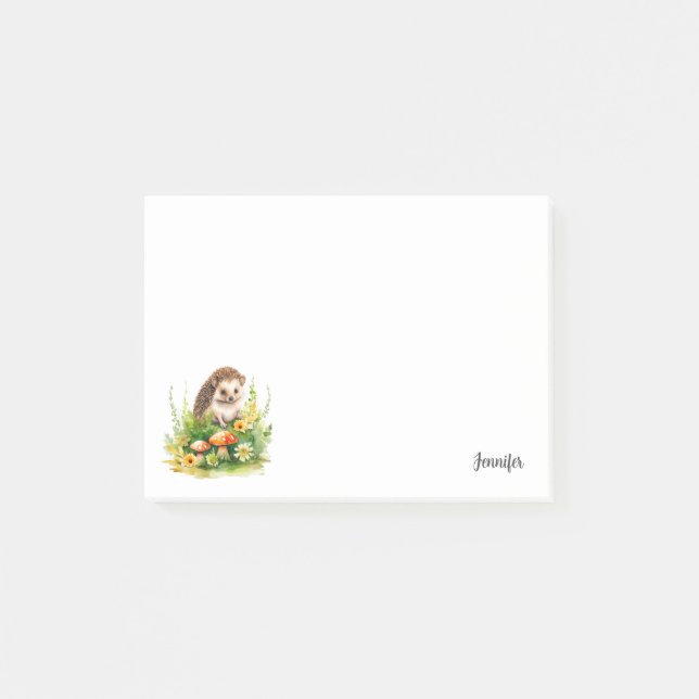 Personalized Cute Hedgehog Post-it Notes (Front)