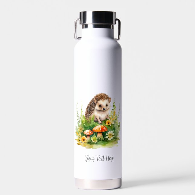 Personalized Cute Hedgehog Water Bottle (Front)