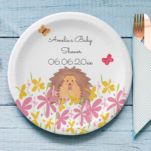 Personalized Cute Hedghog Baby Shower Paper Plate