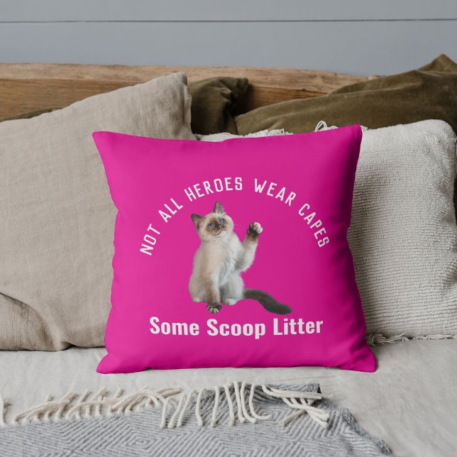 Personalized Cute Hero Cat Dad Father's Day Funny Throw Pillow (Creator Uploaded)