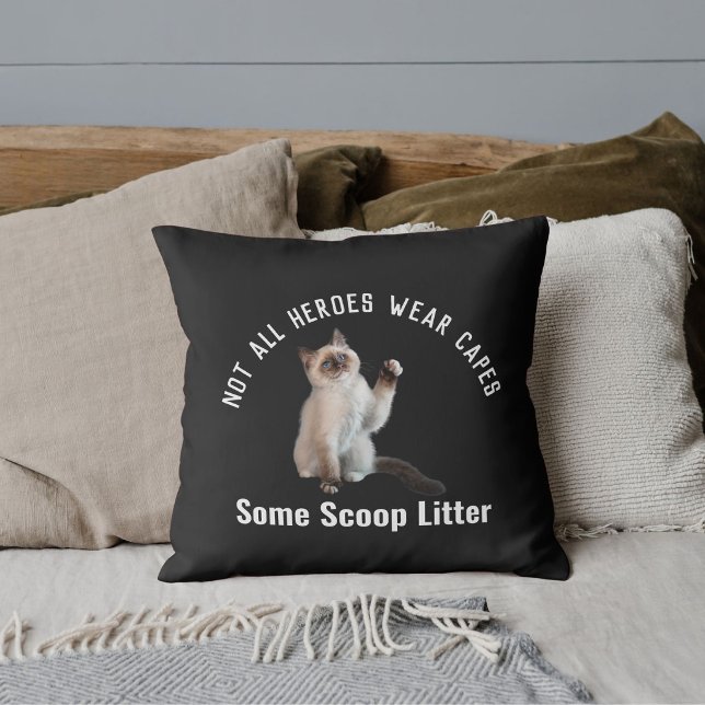 Personalized Cute Hero Cat Dad Father's Day Funny  Throw Pillow (Creator Uploaded)