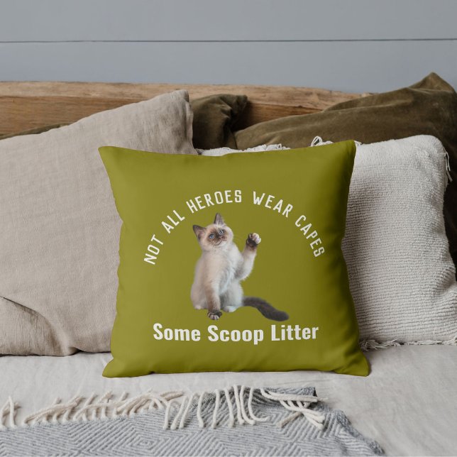 Personalized Cute Hero Cat Dad Father's Day Funny  Throw Pillow (Creator Uploaded)