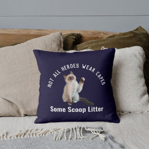 Personalized Cute Hero Cat Dad Father's Day Funny Throw Pillow