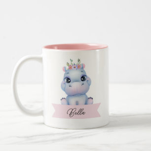 Personalized cute hippo  Two-Tone coffee mug
