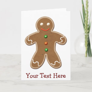 Personalized Cute Holiday Gingerbread Man Card