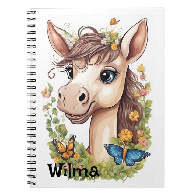 Personalized Cute Horse Head  Notebook (Front)