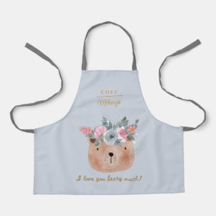 Personalized Cute I Love You Beary  Apron