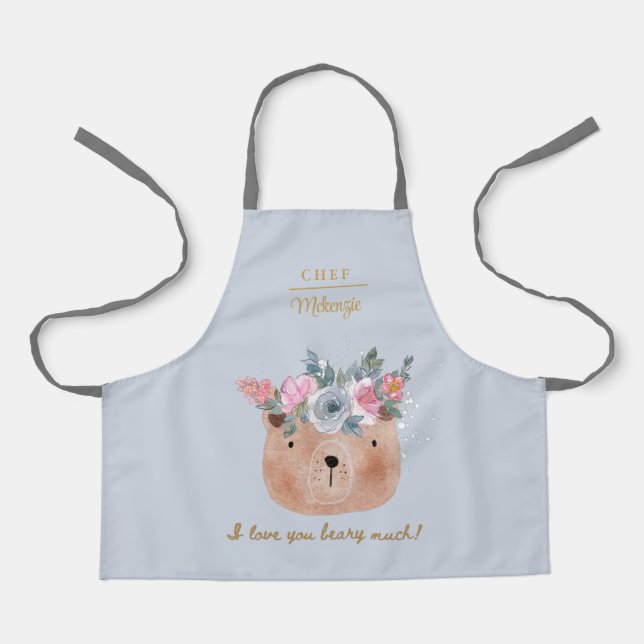Personalized Cute I Love You Beary  Apron (Front)
