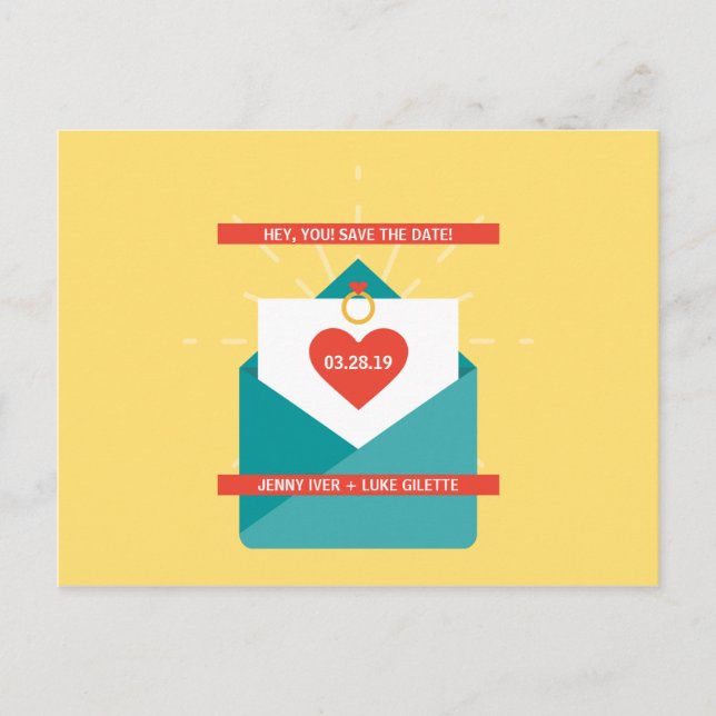 Personalized - Cute Illustration Save The Date Postcard (Front)