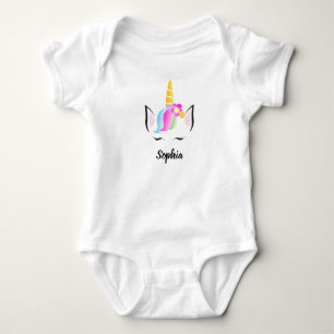 Personalized Cute Illustration Unicorn Baby Bodysuit