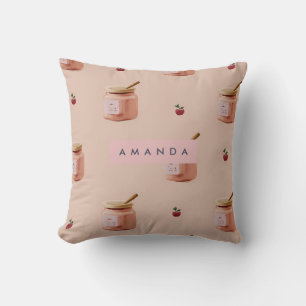 Personalized Cute Jam Jar Pattern Throw Pillow