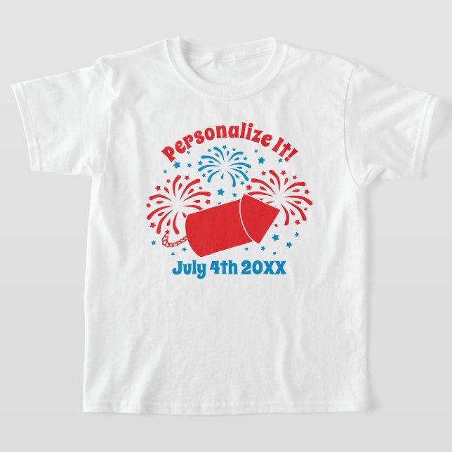 PERSONALIZED Cute July 4th Fireworks T-Shirt (Laydown)