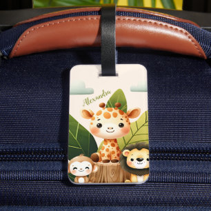 Personalized Cute Jungle Animals Kids  Luggage Tag