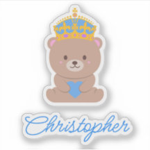 Personalized Cute Kawaii Blue Royal Prince Bear