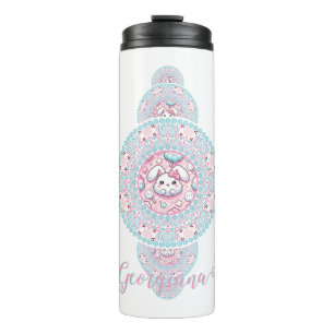 Personalized Cute Kawaii Bunny Ornamental Mandala Thermal Tumbler