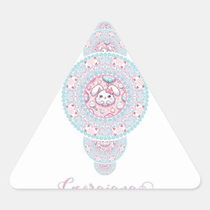 Personalized Cute Kawaii Bunny Ornamental Mandala Triangle Sticker