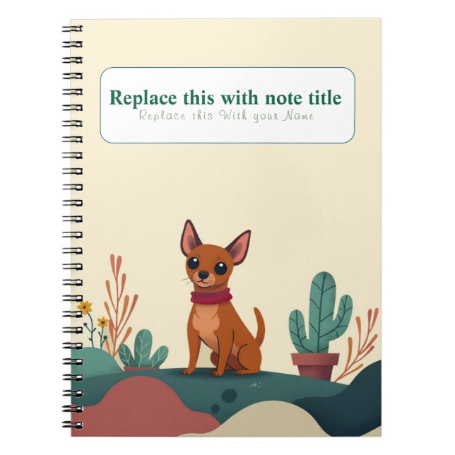 Personalized Cute Kawaii Dog Notebook (Front)