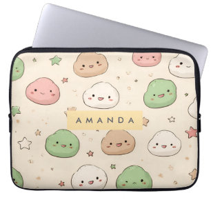 Personalized Cute Kawaii Mochi Pattern Laptop Sleeve
