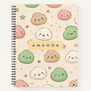 Personalized Cute Kawaii Mochi Pattern Notebook