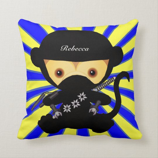 Personalized Cute kawaii ninja monkey Throw Pillow