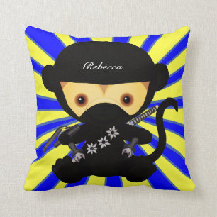 Personalized Cute kawaii ninja monkey Throw Pillow