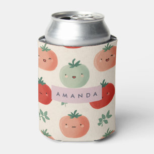 Personalized Cute Kawaii Pastel Tomato Faces  Can Cooler