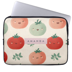 Personalized Cute Kawaii Pastel Tomato Faces Laptop Sleeve