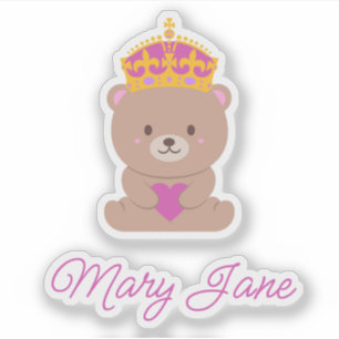 Personalized Cute Kawaii Pink Royal Princess Bear