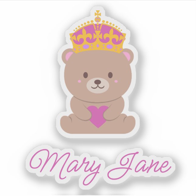 Personalized Cute Kawaii Pink Royal Princess Bear (Front)