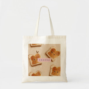 Personalized Cute Kawaii Toast Pattern Tote Bag