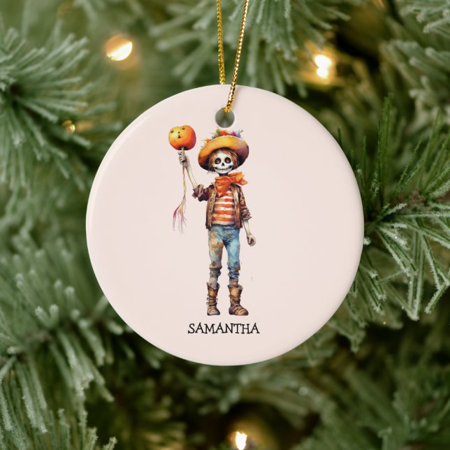 Personalized Cute Kid Zombie Halloween (3) Ceramic Ornament (Tree)