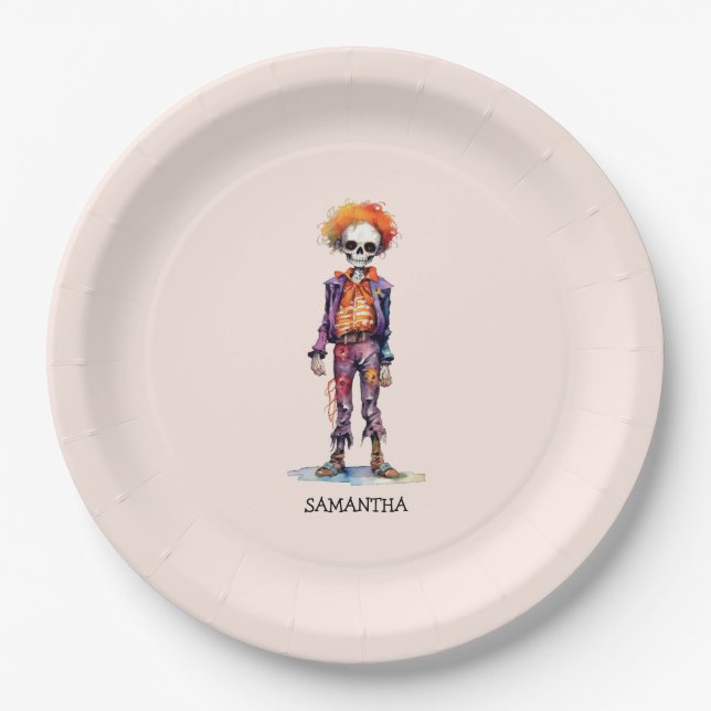 Personalized Cute Kid Zombie Halloween (6) Paper Plate (Front)