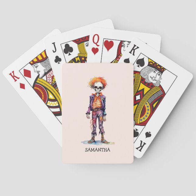 Personalized Cute Kid Zombie Halloween (6) Playing Cards (Back)