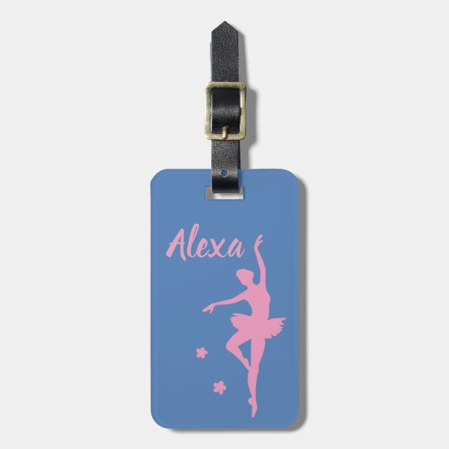 Personalized Cute Kids Ballerina luggage tag (Front Vertical)