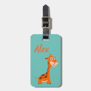 Personalized Cute Kids Giraffe Jungle luggage tag