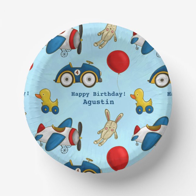 Personalized Cute Kids Toys Pattern Paper Plate (Front)