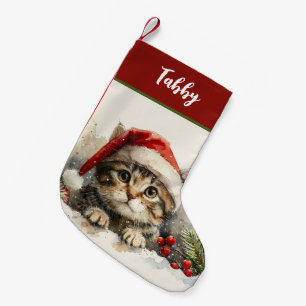 Personalized Cute Kitten Cat Small Christmas Stocking