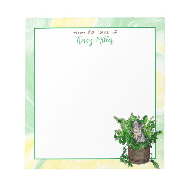 Personalized Cute Kitten in Catnip   Notepad (Front)