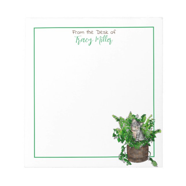 Personalized Cute Kitten in Catnip Notepad (Front)