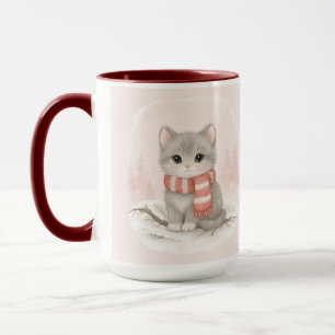 Personalized Cute Kitten Winter Mug