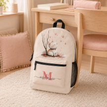 Personalized Cute Kitten with Hearts" Kids School