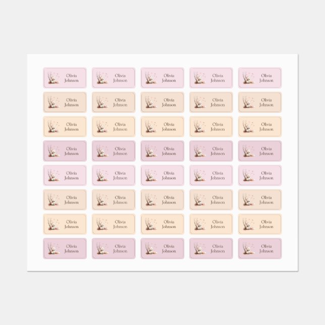 Personalized Cute Kitten with Hearts Name Labels (Sheet)