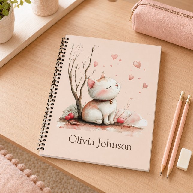 Personalized Cute Kitten with Hearts Notebook (Personalized Cute Kitten with Hearts Notebook)
