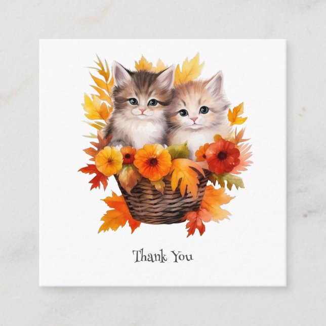 Personalized Cute Kittens Cats in Basket Enclosure Card (Front)
