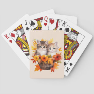 Personalized Cute Kittens Cats in Basket Playing Cards