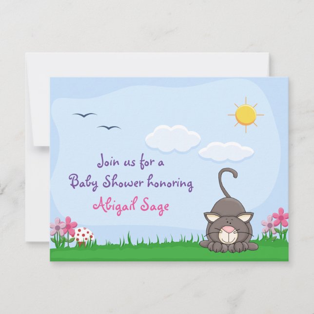 Personalized Cute Kitty Cat Baby Shower Invitation (Front)